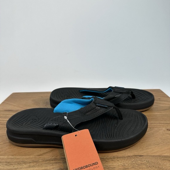 New NWT Big‎ Kids Boys Quicksilver Oasis Black Thong Sandals Flip Flops Size 4 Y - Picture 1 of 6